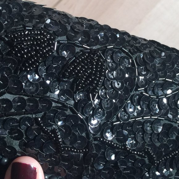 1950s EUC black beaded clutch - Picture 7 of 8